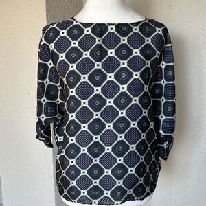 Michael Kors 3/4 Sleeve Geometric Abstract Floral Top - Size S